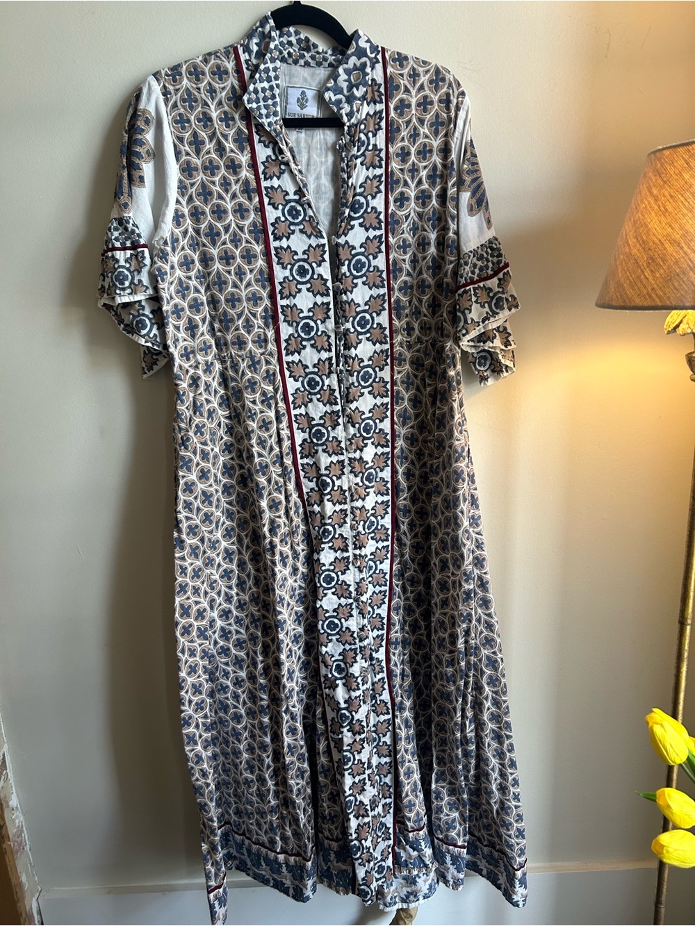 SUE SARTOR Palladio Dress | Navy Mocha Piazza - Size M
